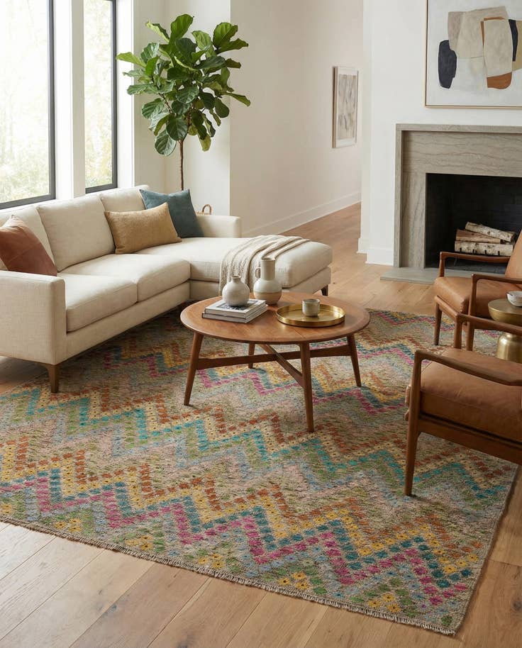 Detail image of 7' 3 x 9' 4 Hand Woven Kilim Modern Wool Rug