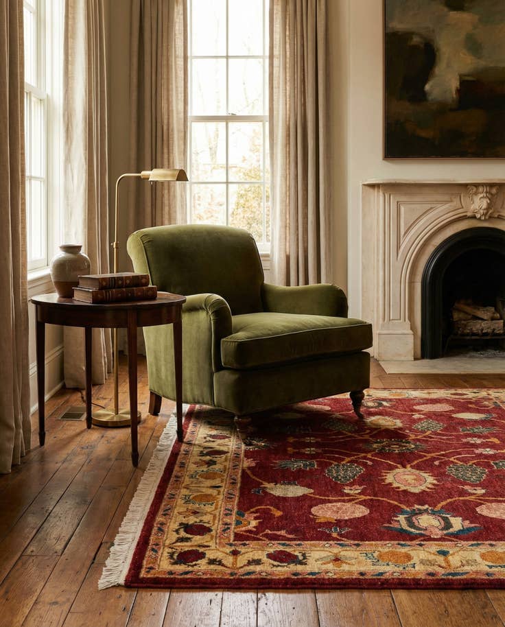 Detail image of 4' 11 x 6' 8 Hand Knotted Ziegler Wool Rug