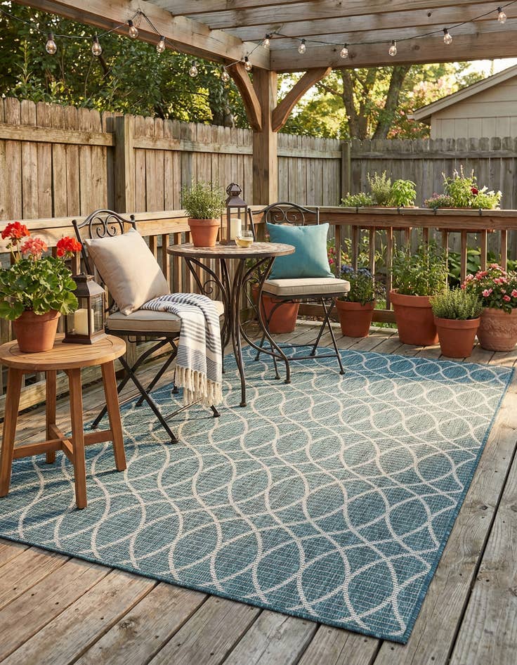 Detail image of 4' x 6'  Washable Trellis Indoor / Outdoor Rug
