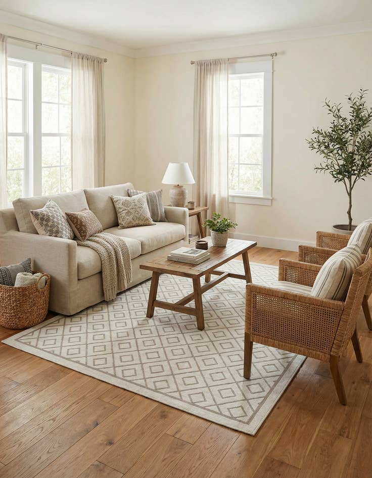 Detail image of 6' x 9' Easy-Clean Trellis Indoor / Outdoor Rug