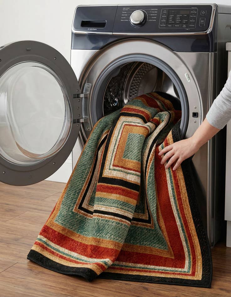 Detail image of  7' 10 x 7' 10  Washable Modern Indoor / Outdoor Square Rug