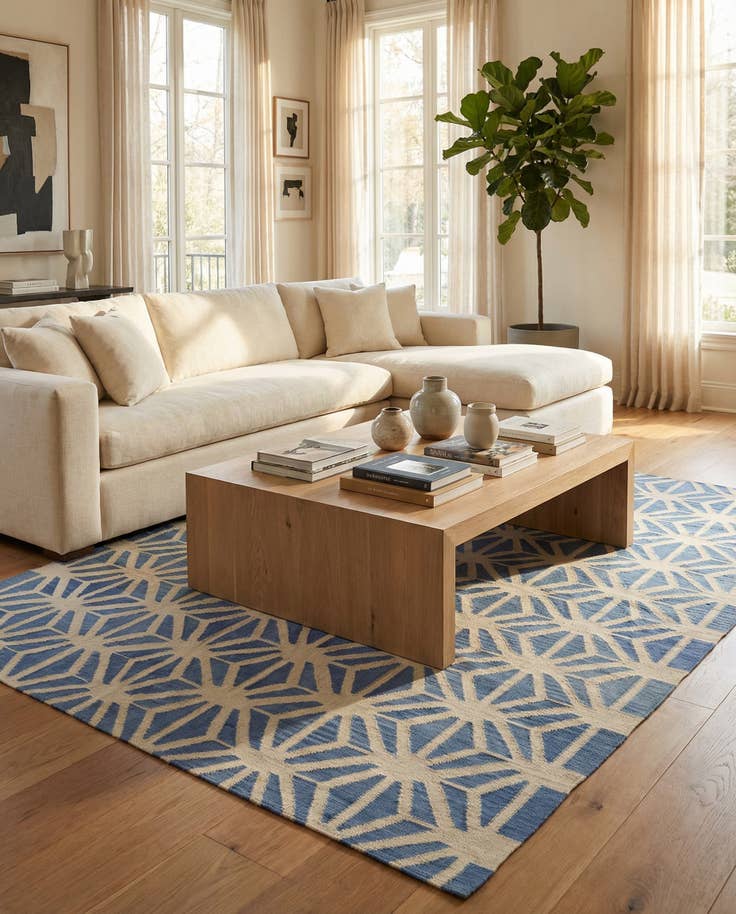 Detail image of 7' 3 x 9' 6 Hand Woven Kilim Modern Wool Rug