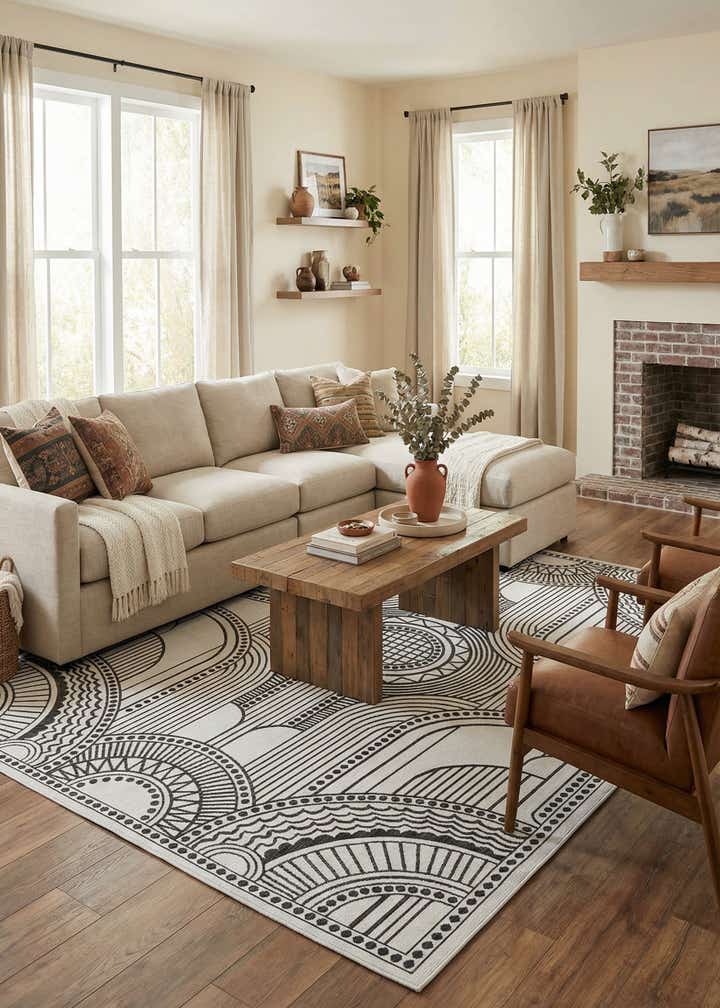 9' x 12' Easy-Clean Traditional Indoor / Outdoor Rug
