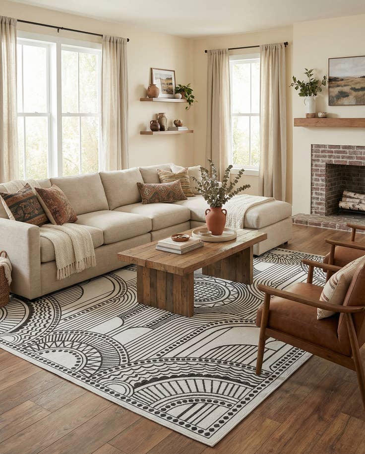 Detail image of 9' x 12' Easy-Clean Traditional Indoor / Outdoor Rug