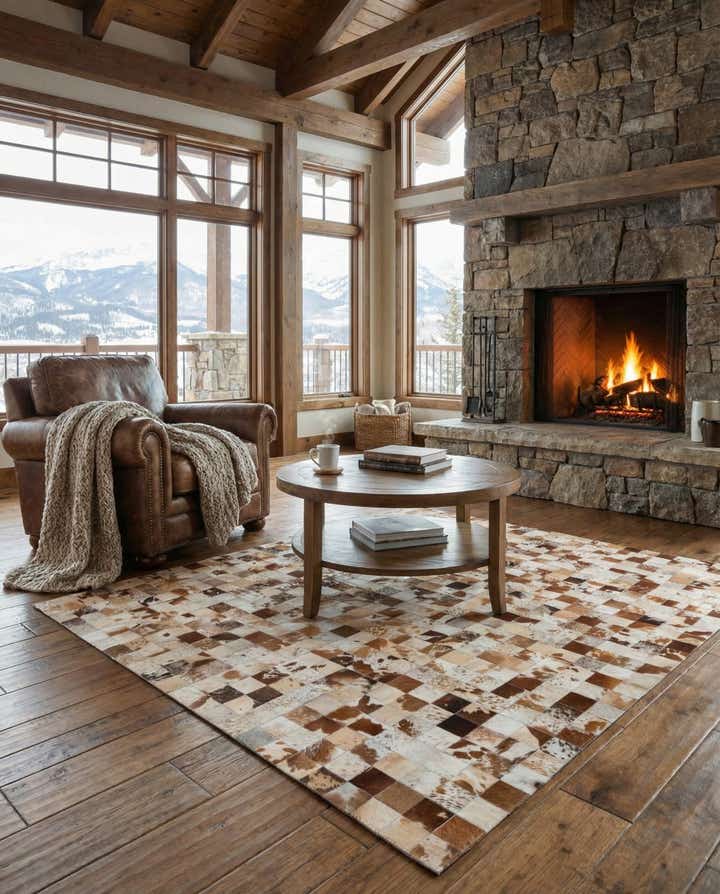 8' x 10' Cowhide Leather Rug