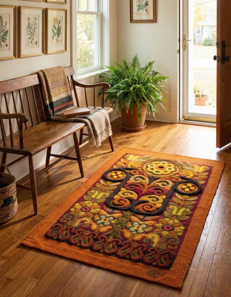 Detail image of 2' 3 x 3' 6 Hand Knotted Carved Pekin Wool Runner Rug