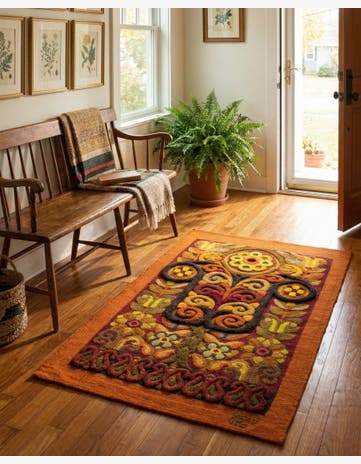 2' 3 x 3' 6 Hand Knotted Carved Pekin Wool Runner Rug