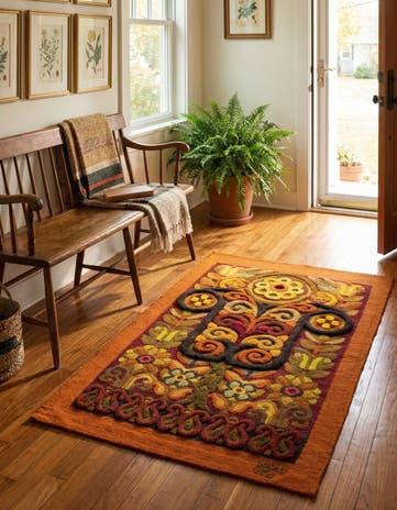 2' 3 x 3' 6 Hand Knotted Carved Pekin Wool Runner Rug