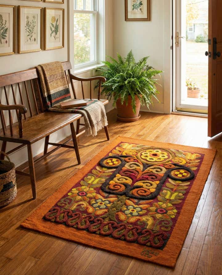2' 3 x 3' 6 Hand Knotted Carved Pekin Wool Runner Rug