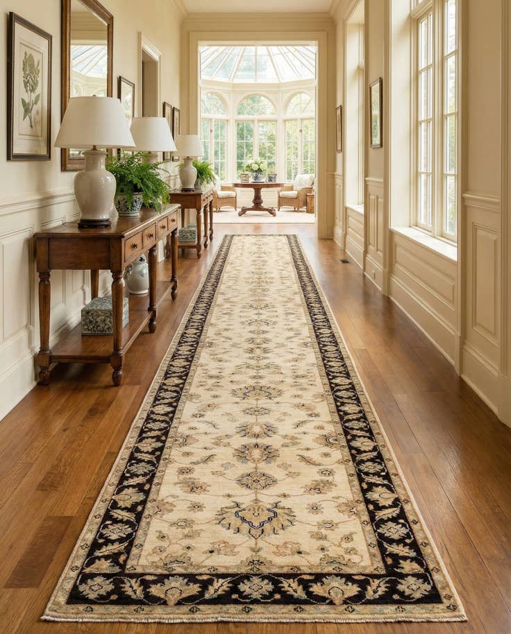Detail image of 3' x 19' 4 Hand Knotted Peshawar Ziegler Runner Rug