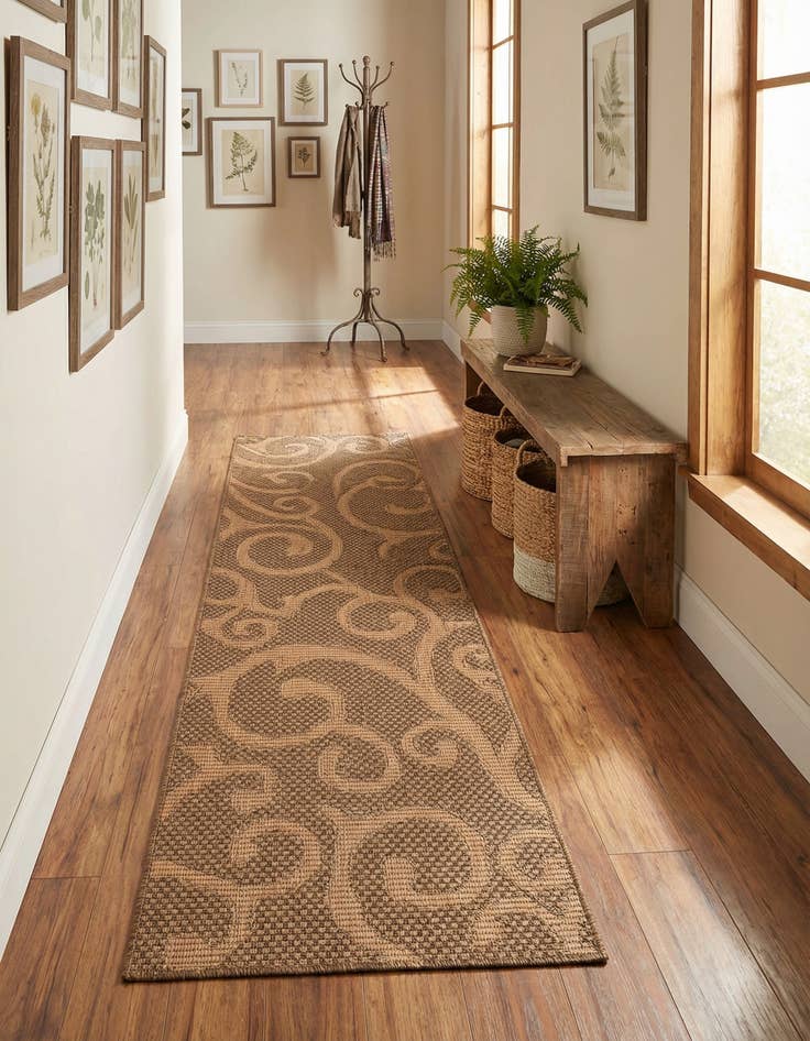 Detail image of 2' x 6' Easy-Clean Botanical Indoor / Outdoor Runner Rug