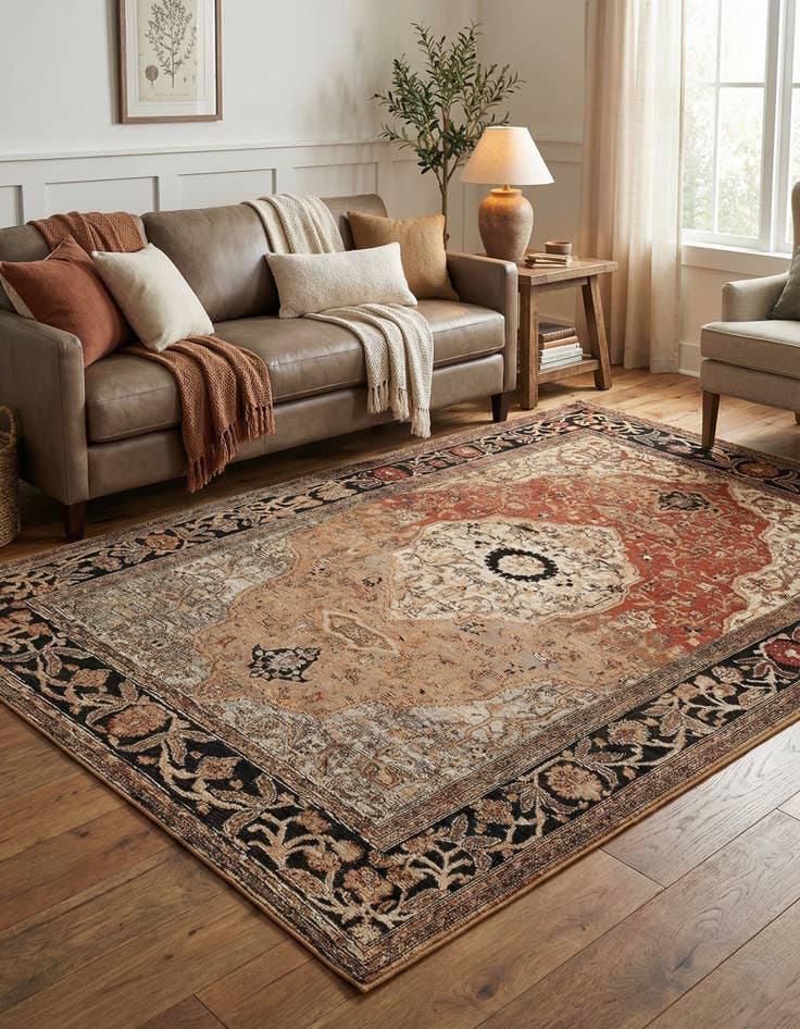 Detail image of 5' x 8'  Washable Traditional Indoor / Outdoor Rug
