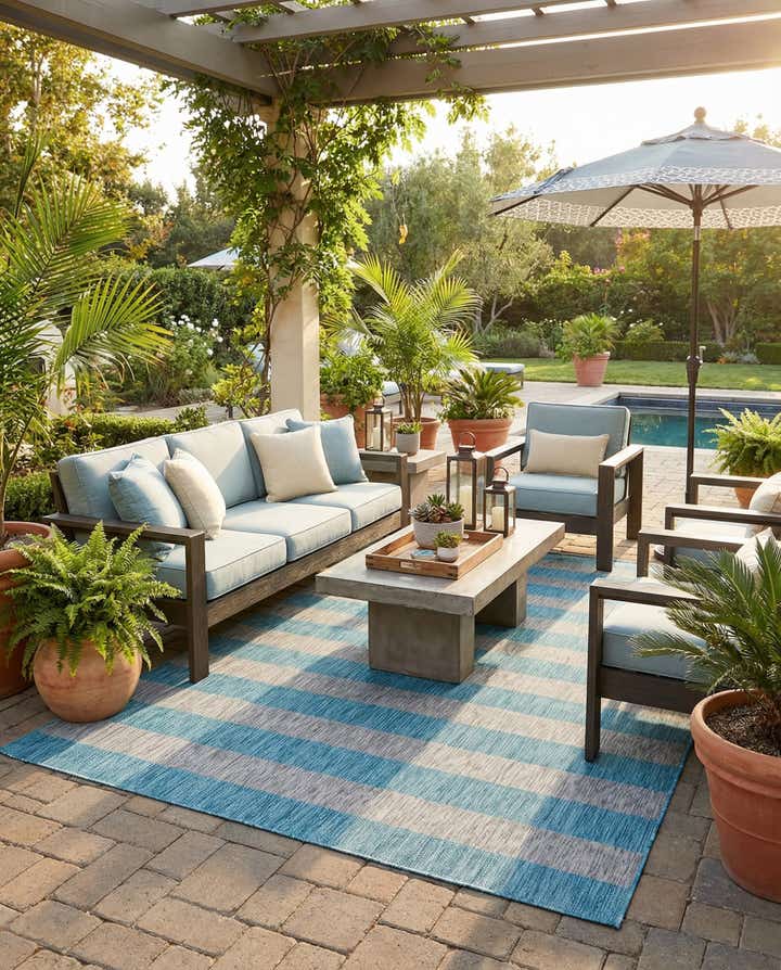 7' x 10' Easy-Clean Ribbon Indoor / Outdoor Rug