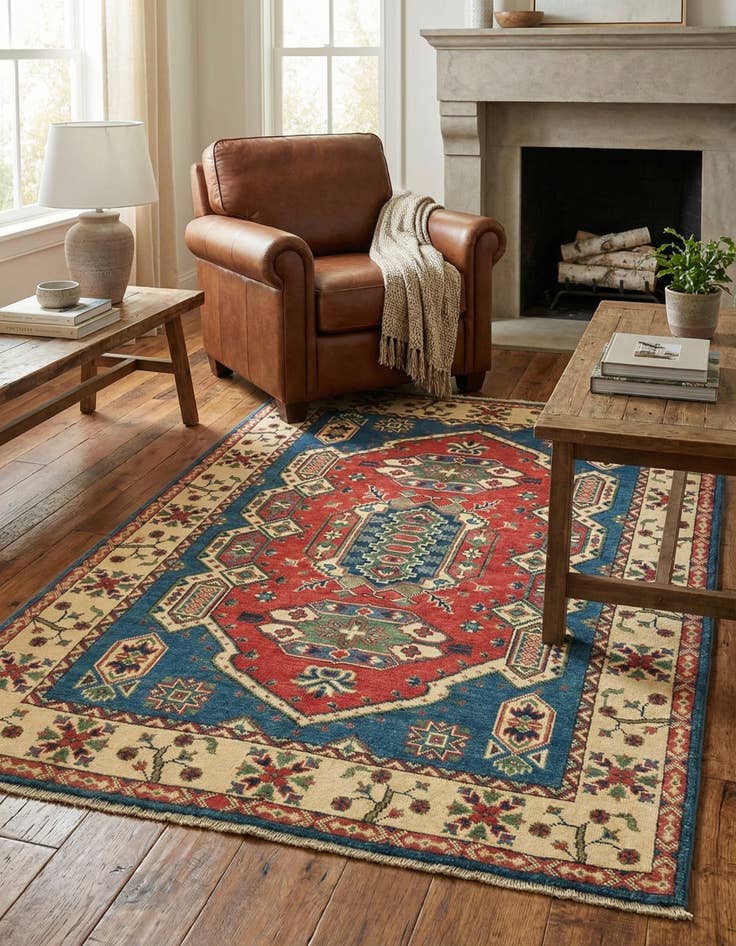 Detail image of 3' 10 x 5' 7  Hand Knotted Kazak Rug