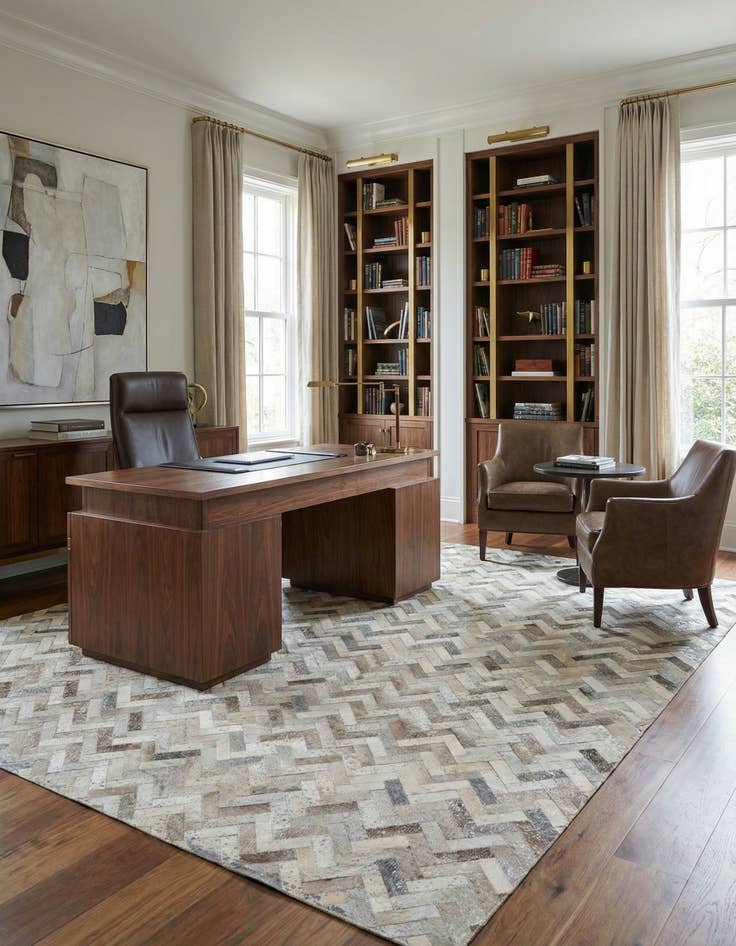 Detail image of  7' 10 x 10' Cowhide Leather Rug