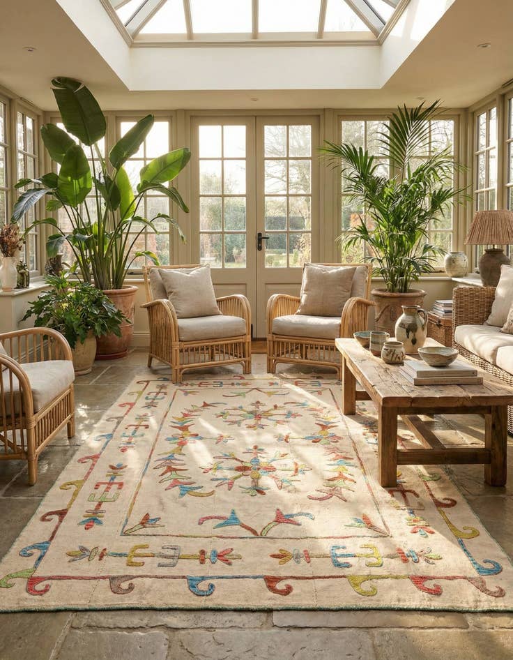 Detail image of 5' 6 x 7' 6  Hand Woven Kilim Suzani Wool Rug