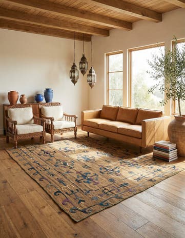 6' x 7' 2 Hand Woven Kilim Suzani Wool Rug