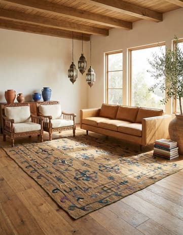 6' x 7' 2 Hand Woven Kilim Suzani Wool Rug