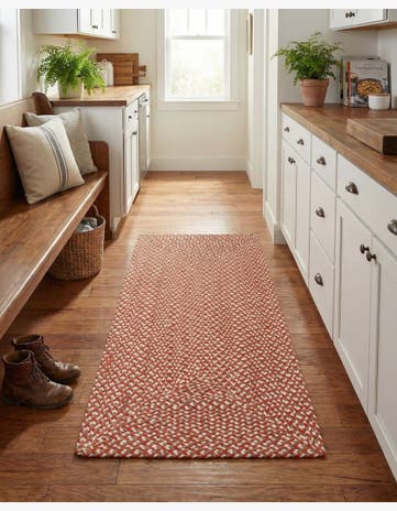 Rust Red Handmade Tweed Braided Jute Runner Rug