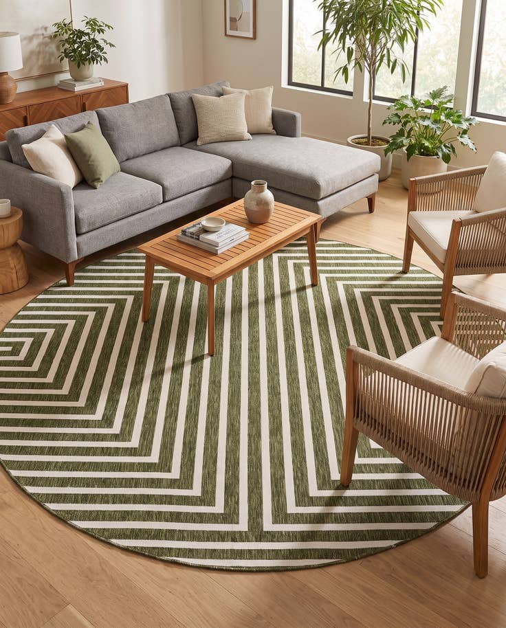 Detail image of 10' x 10' Easy-Clean Modern Indoor / Outdoor Round Rug