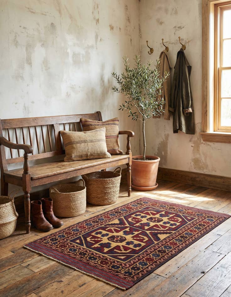 Detail image of  2' 10 x 4' 3  Hand Knotted Sumak Wool Rug