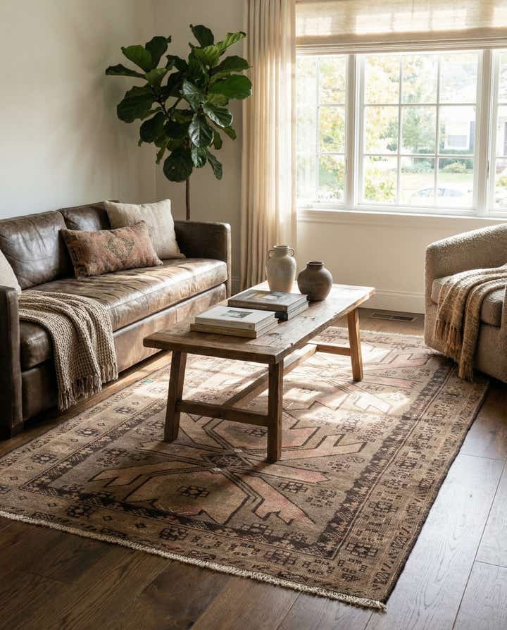 3' 7 x 6' 8 Hand Knotted Ultra Vintage Persian Wool Rug