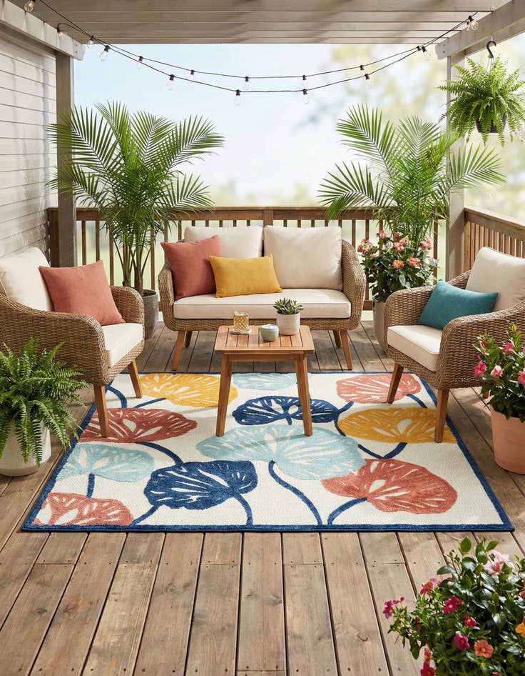 Detail image of 7' 10 x 7' 10  Washable Belize Indoor / Outdoor Square Rug