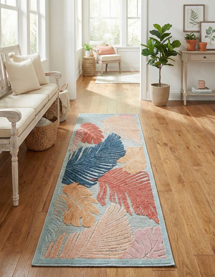 Detail image of 2' 2 x 5' 3 Easy-Clean Botanical Indoor / Outdoor Runner Rug