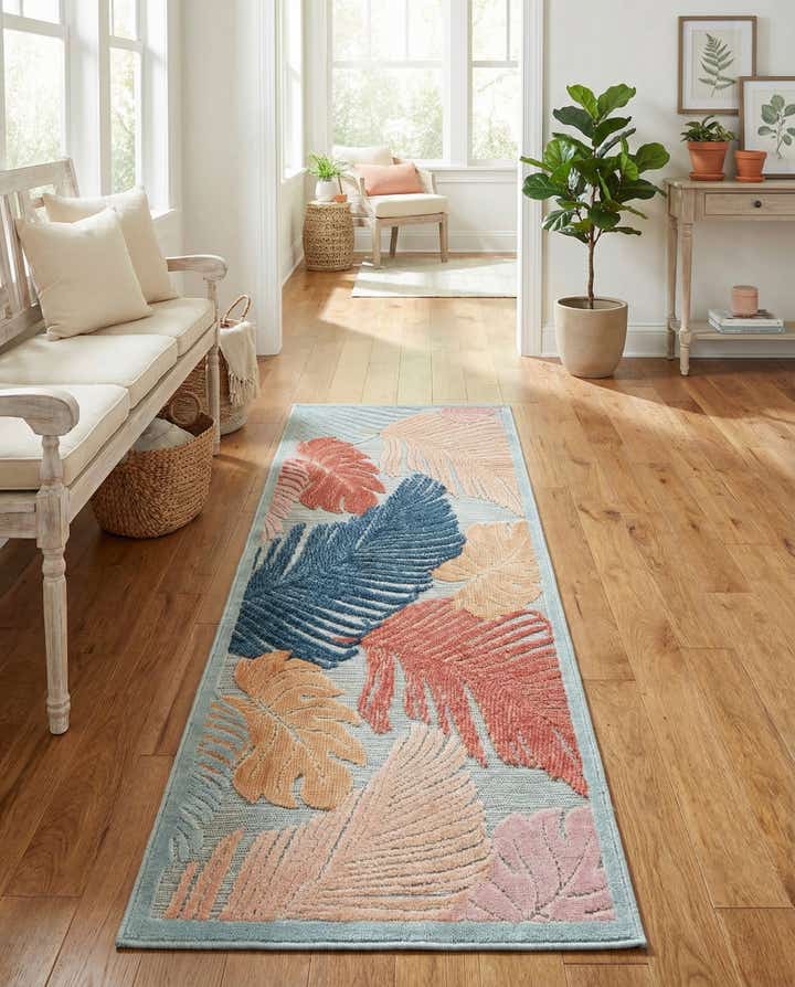 2' 2 x 5' 3 Easy-Clean Botanical Indoor / Outdoor Runner Rug