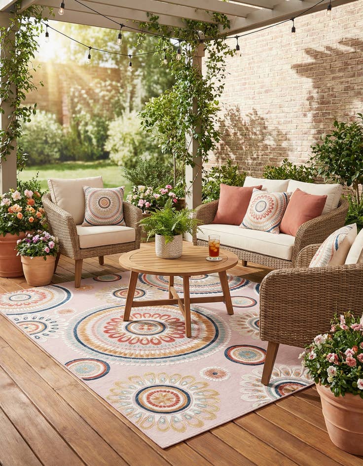 Detail image of 8' 2 x 10'  Washable Botanical Indoor / Outdoor Rug