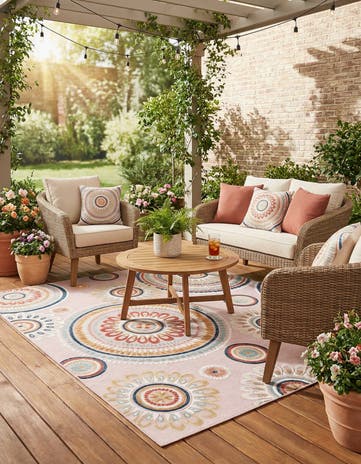 8' 2 x 10' Easy-Clean Botanical Indoor / Outdoor Rug