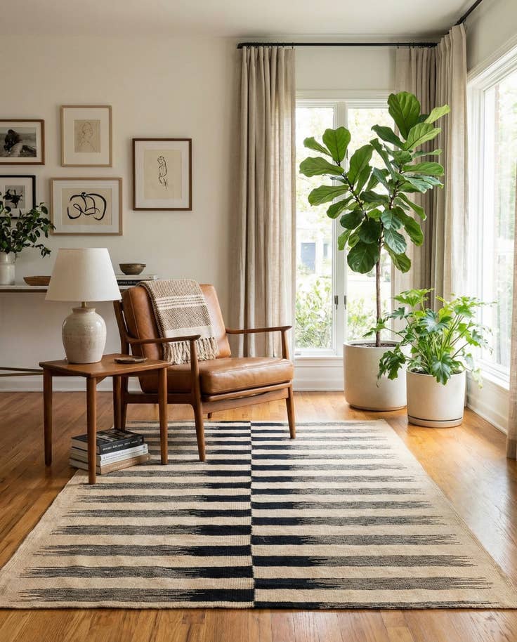 Detail image of 4' 2 x 6' Hand Woven Kilim Modern Wool Rug