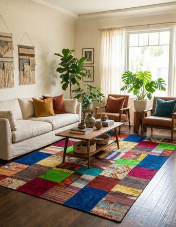 6' 8 x 9' 5 Hand Woven Kilim Patchwork Wool Rug