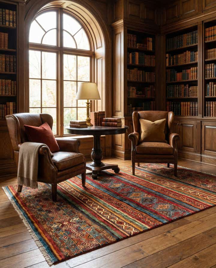 5' 8 x 8' Torkman Wool Rug