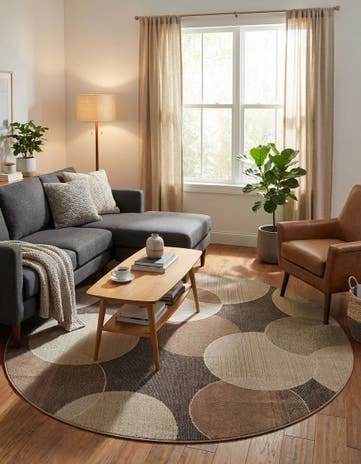 Gray Washable Theia Round Rug