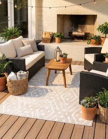 Beige Easy-Clean Sabrina Soto Ella Indoor / Outdoor Rug