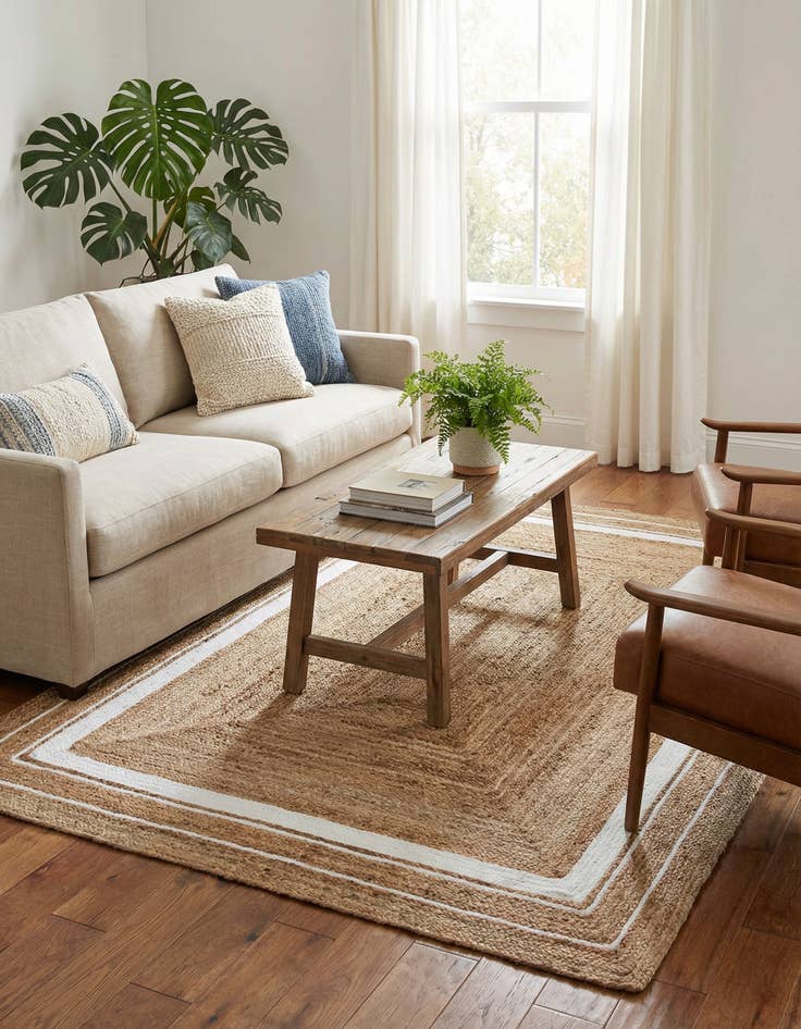 Detail image of 6' 1 x 9'  Hand Braided Jute Rug