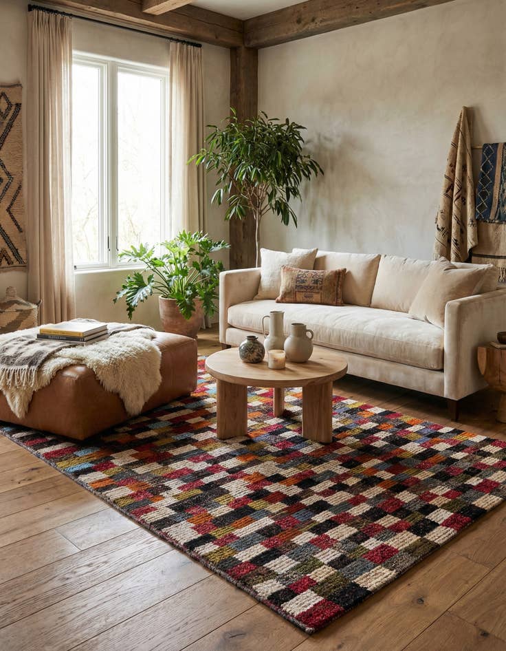 Detail image of  6' 2 x 9' 9  Hand Knotted Moroccan Wool Rug