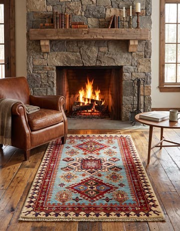 3' 5 x 5' 4 Hand Knotted Kazak Rug