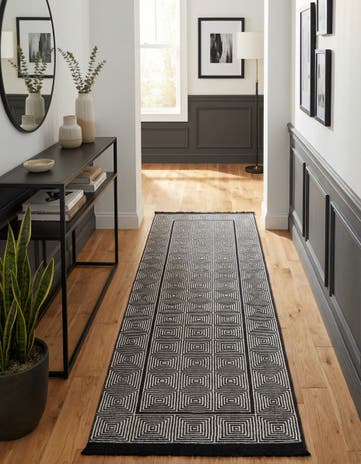 Black and White Milano Runner Rug