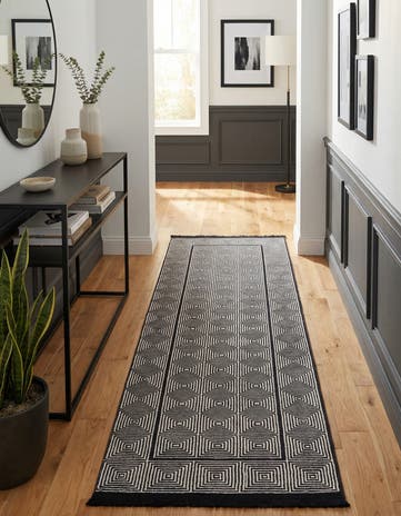 Black and White Milano Runner Rug