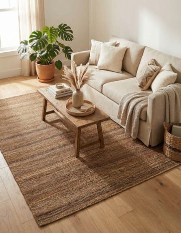 Sepia Brown Hand Woven Palm Beach Jute Rug