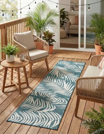 2' 7 x 10' Easy-Clean Botanical Indoor / Outdoor Runner Rug
