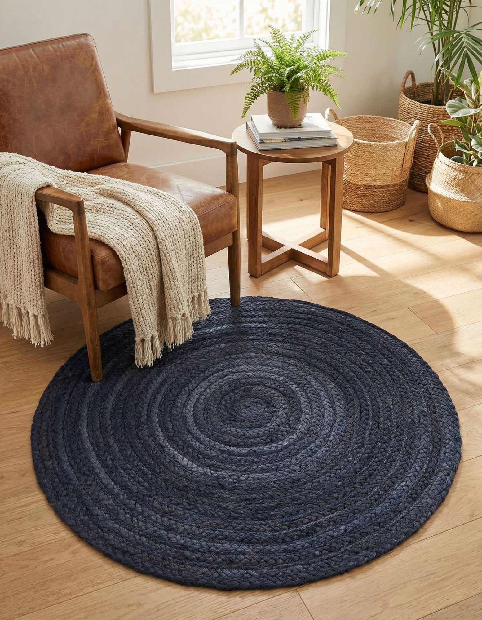 3' 3 x 3' 3 Handmade Braided Jute Round Rug