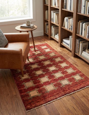 4' x 6' Hand Knotted Modern Tri-Color Rug