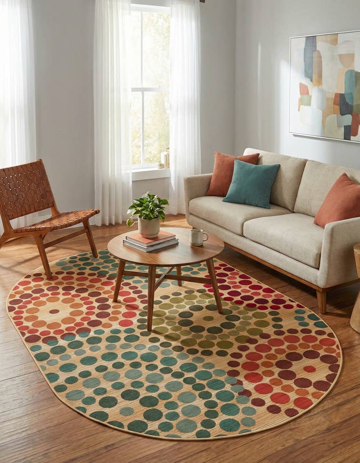 Detail image of 5' 3 x 8'  Washable Modern Indoor / Outdoor Oval Rug