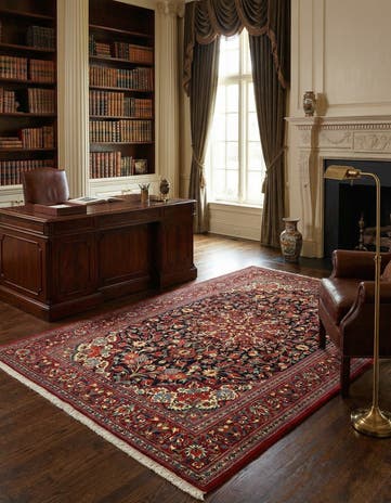 4' 8 x 6' 11 Hand Knotted Qom Persian Rug