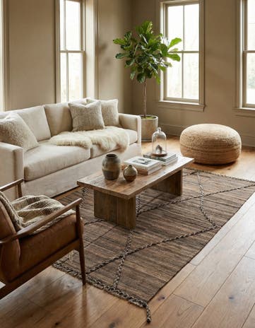 4' 3 x 5' 11 Hand Woven Kilim Modern Wool Rug