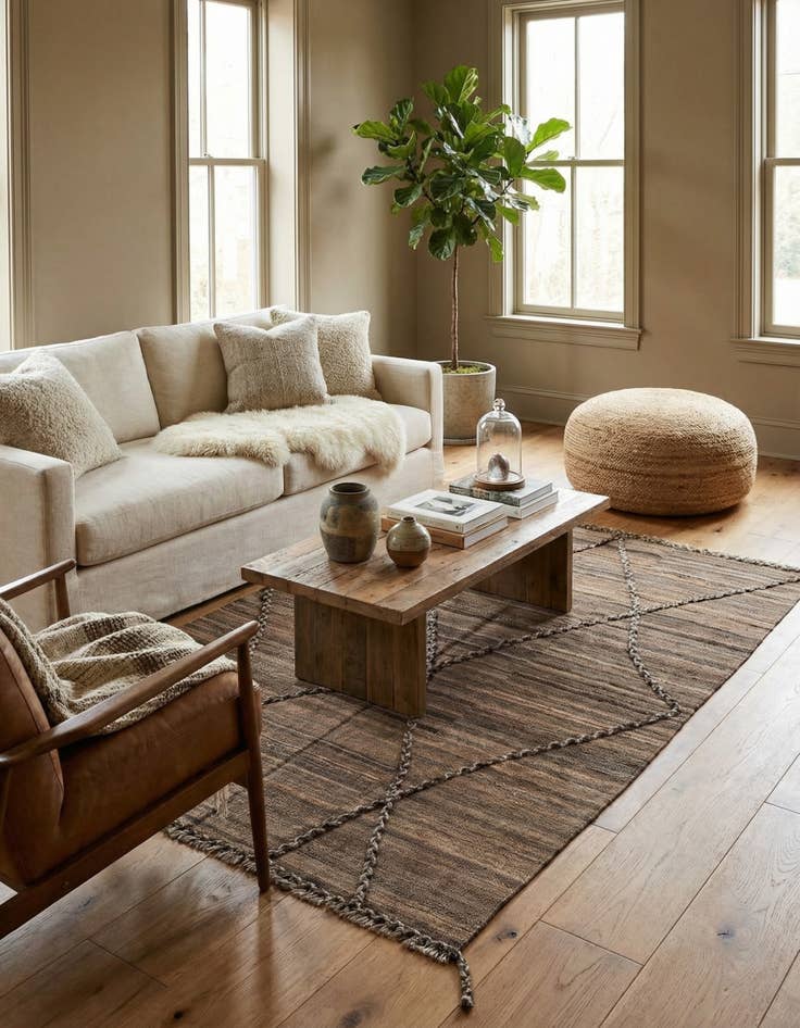 Detail image of 4' 3 x 5' 11  Hand Woven Kilim Modern Wool Rug