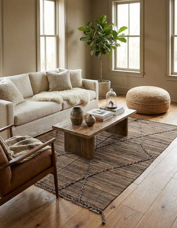 4' 3 x 5' 11 Hand Woven Kilim Modern Wool Rug